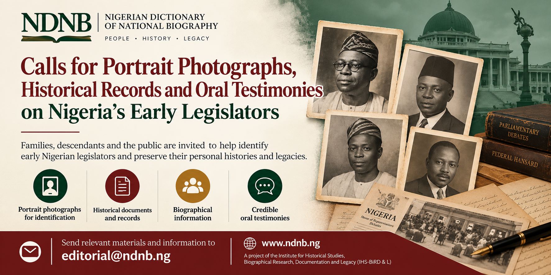 Calls for Portrait Photographs, Historical Records and Oral Testimonies on Nigeria’s Early Legislators